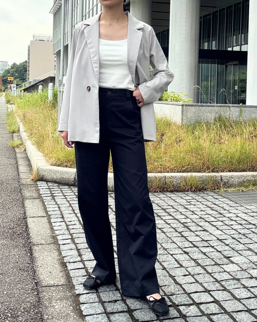 ハイウエストストレッチワイドパンツ
