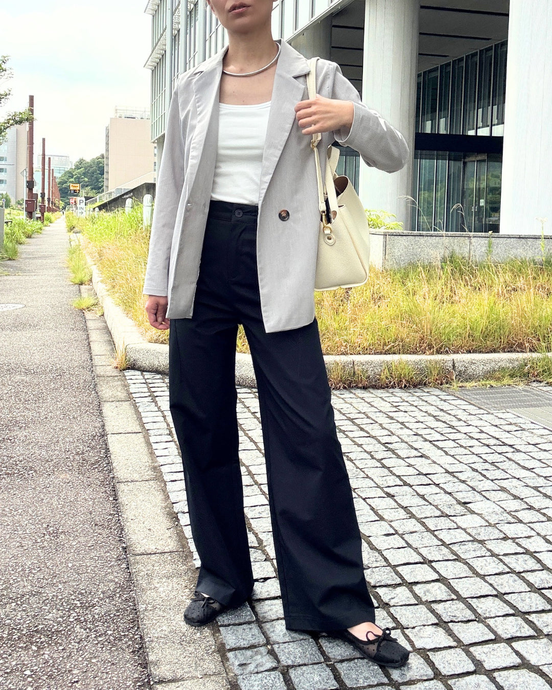 ハイウエストストレッチワイドパンツ