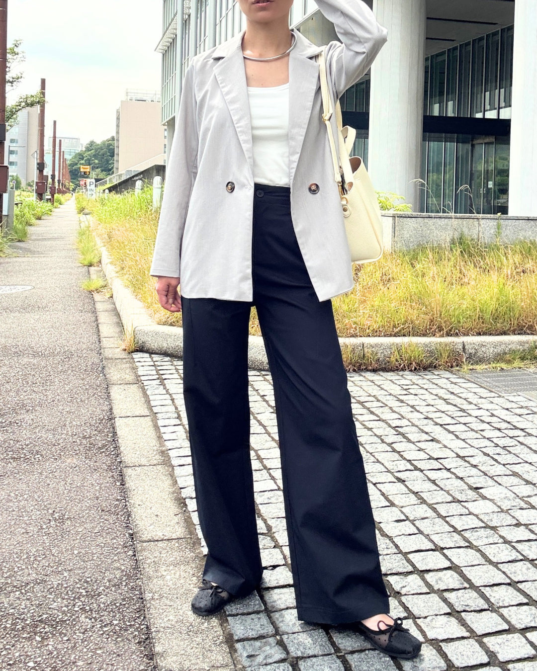 ハイウエストストレッチワイドパンツ