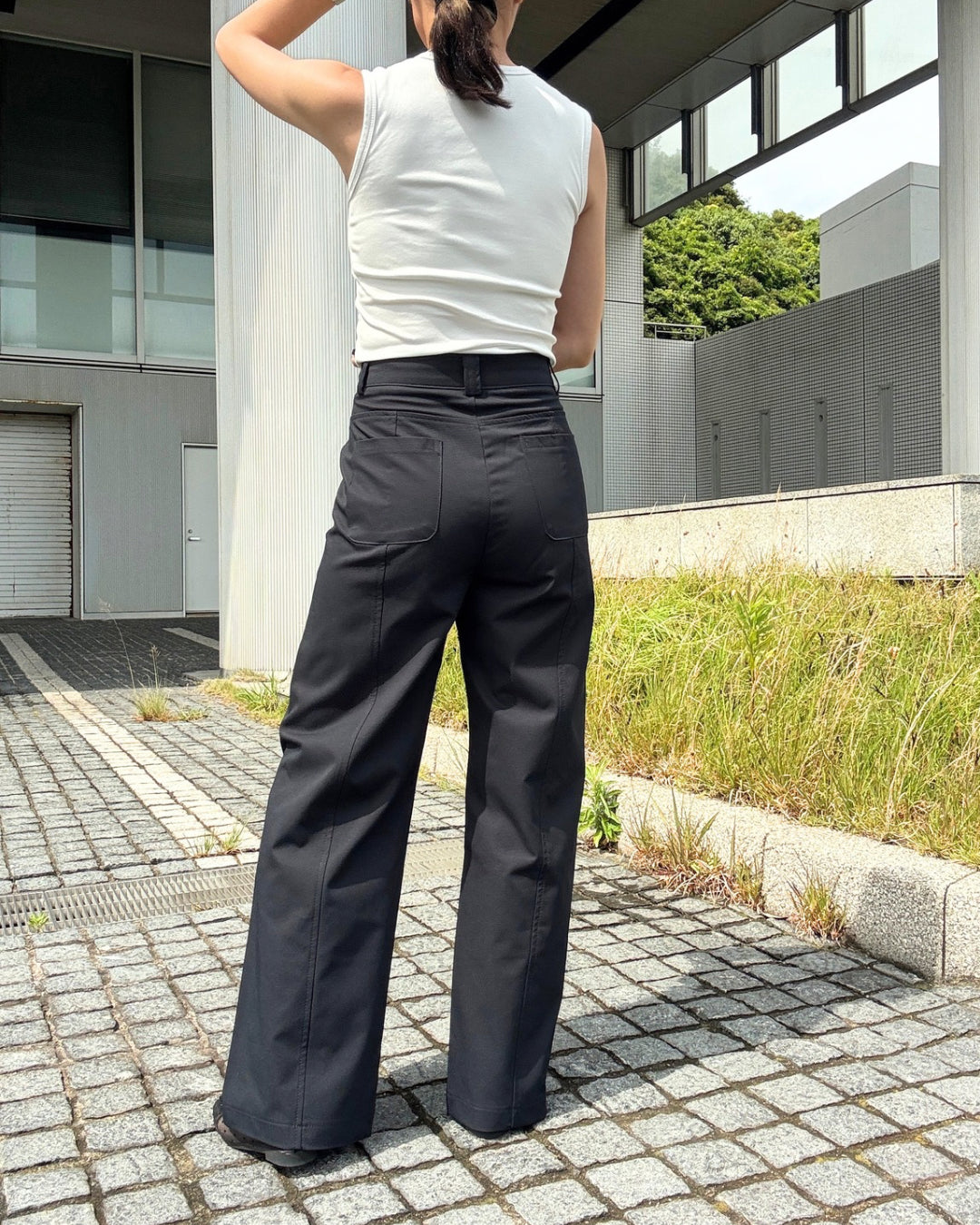 ハイウエストストレッチワイドパンツ