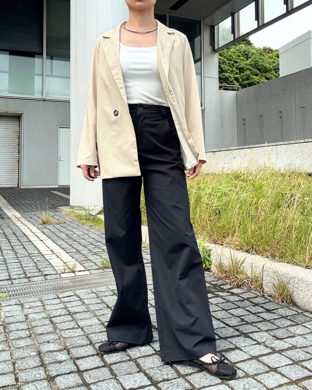 ハイウエストストレッチワイドパンツ