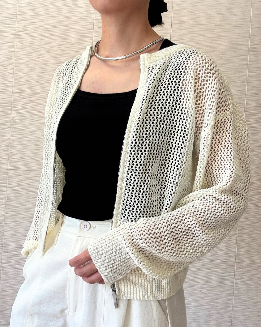 メッシュニットブルゾン