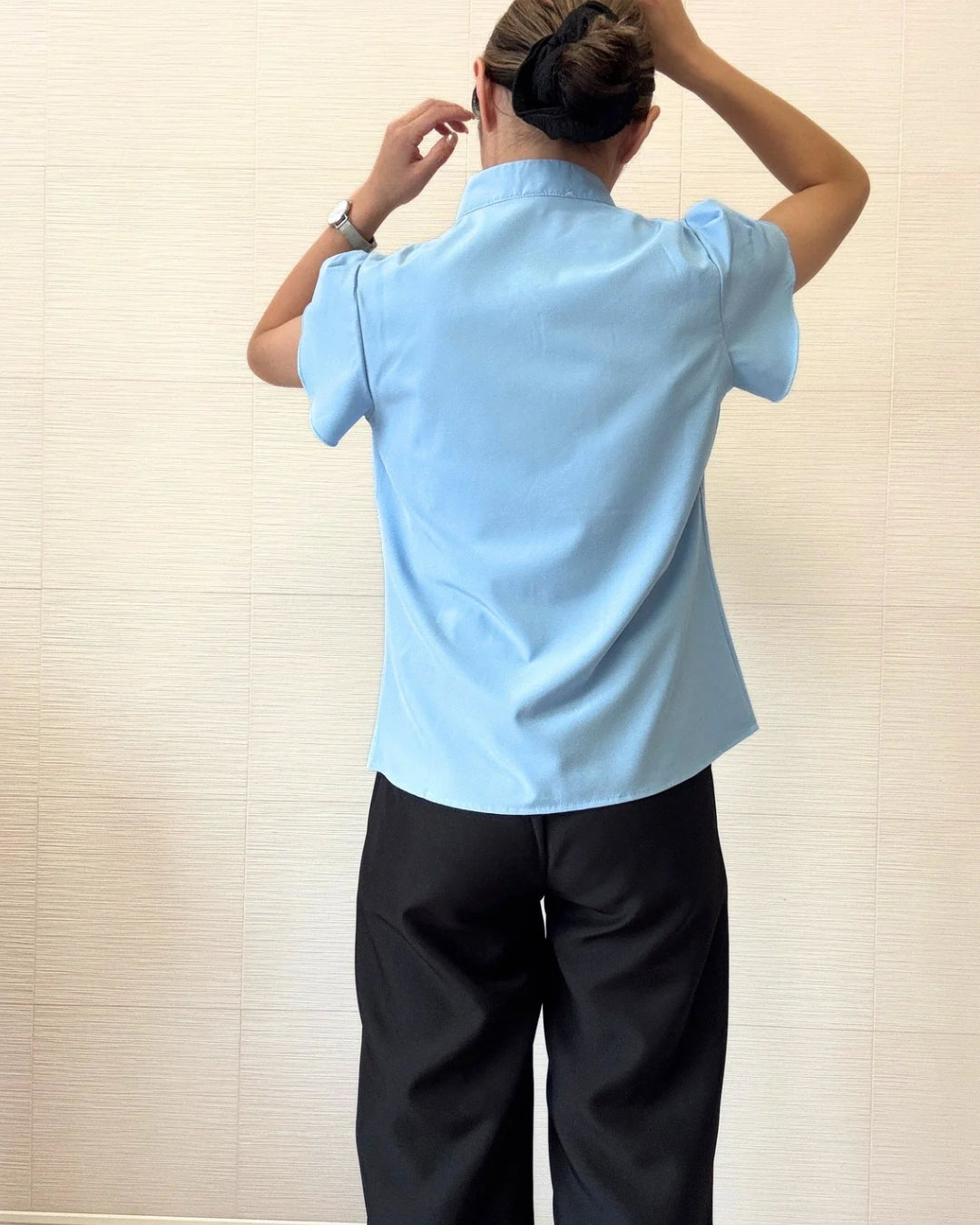 とろみストレッチ半袖ブラウス
